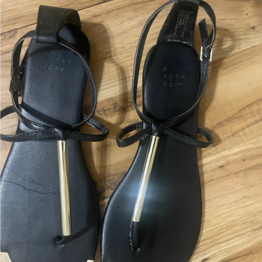 A New Day Black and Gold Sandals